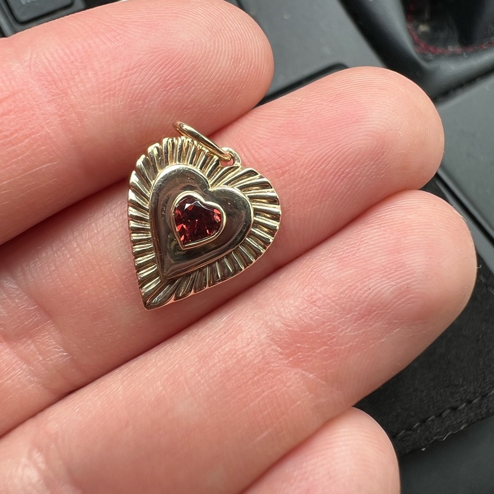 Dana Rebecca Solid 14K & Garnet Heart Charm